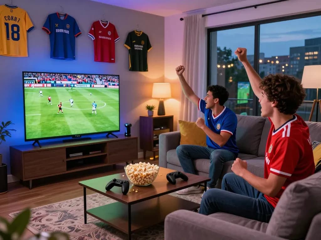 Exciting football match viewing at https://cakhiatv.uk.com with fans cheering and engaging in dynamic atmosphere.
