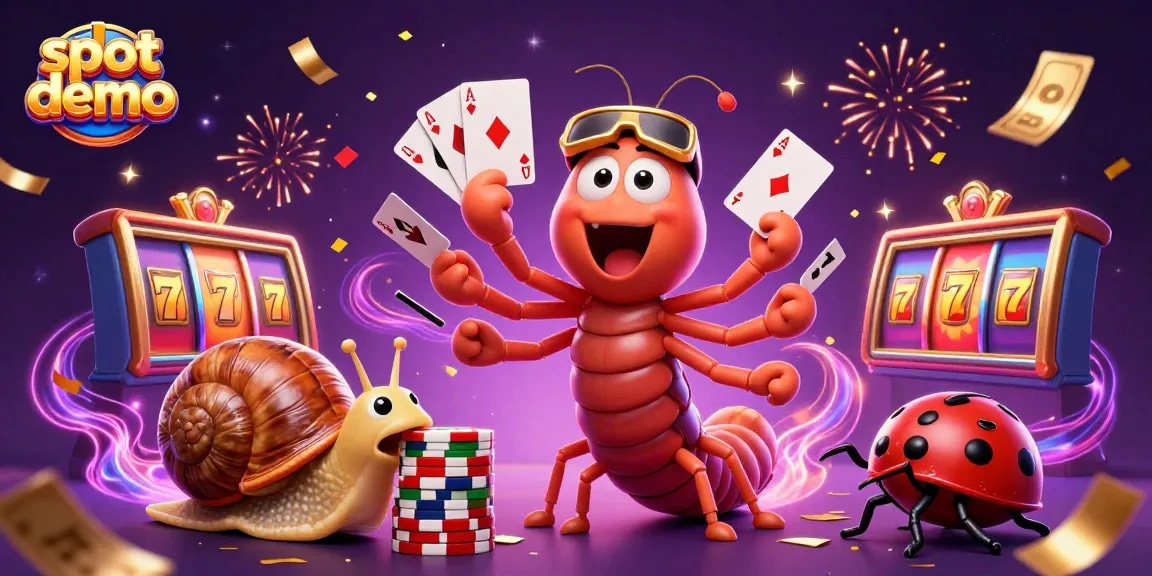 Menggoda para pemain dengan slot demo yang menampilkan dealer kartun beruang kaki seratus dan simbol jackpot yang bersinar.