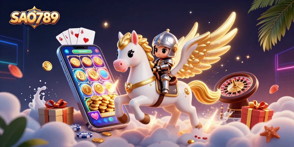 Engage with thrilling gameplay at SAO789, featuring colorful slots, cards, and coins.