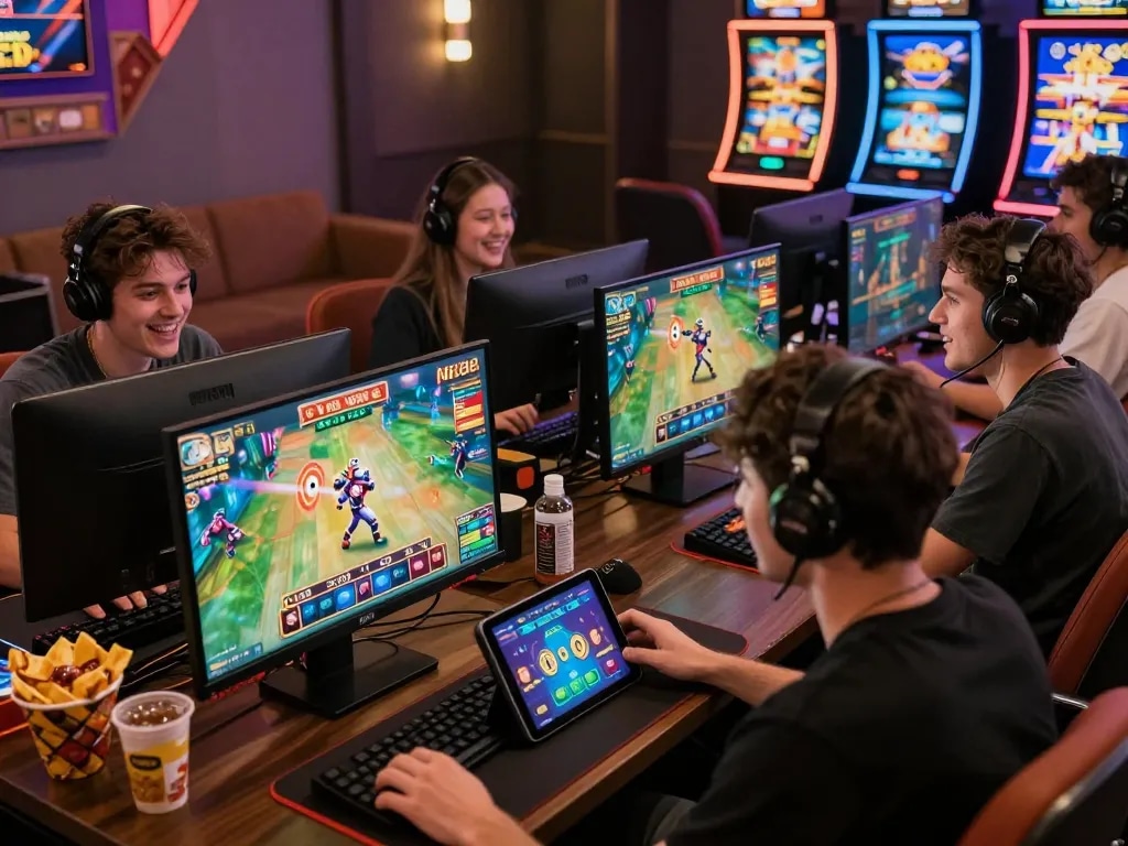 Players enjoying NK88 online gaming with vibrant visuals and excitement.