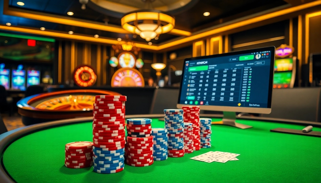 Engage with the KEONHACAI betting scene featuring poker chips, a roulette wheel, and a casino table.