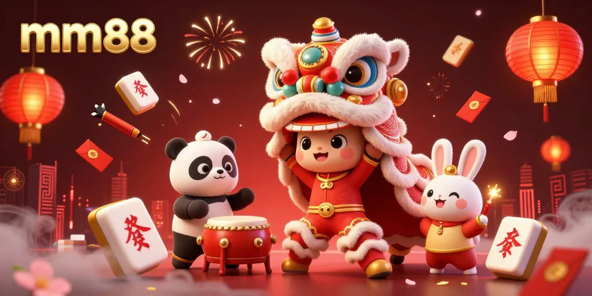 Experience mm88's thrilling casino atmosphere with vibrant characters and festive gaming elements.