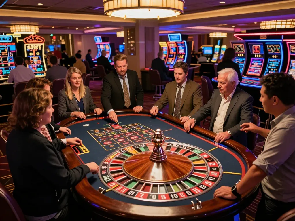 Experience the thrill at 789win with players enjoying roulette in a lively casino atmosphere