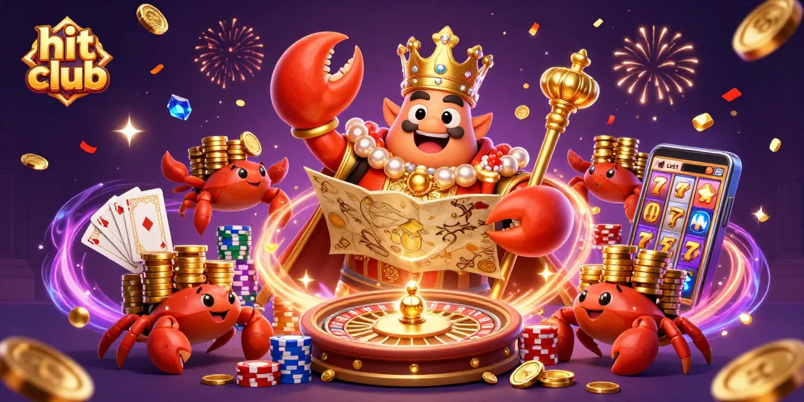 Experience the exhilarating hit club with golden treasures and vibrant gaming elements in a dynamic celebration.