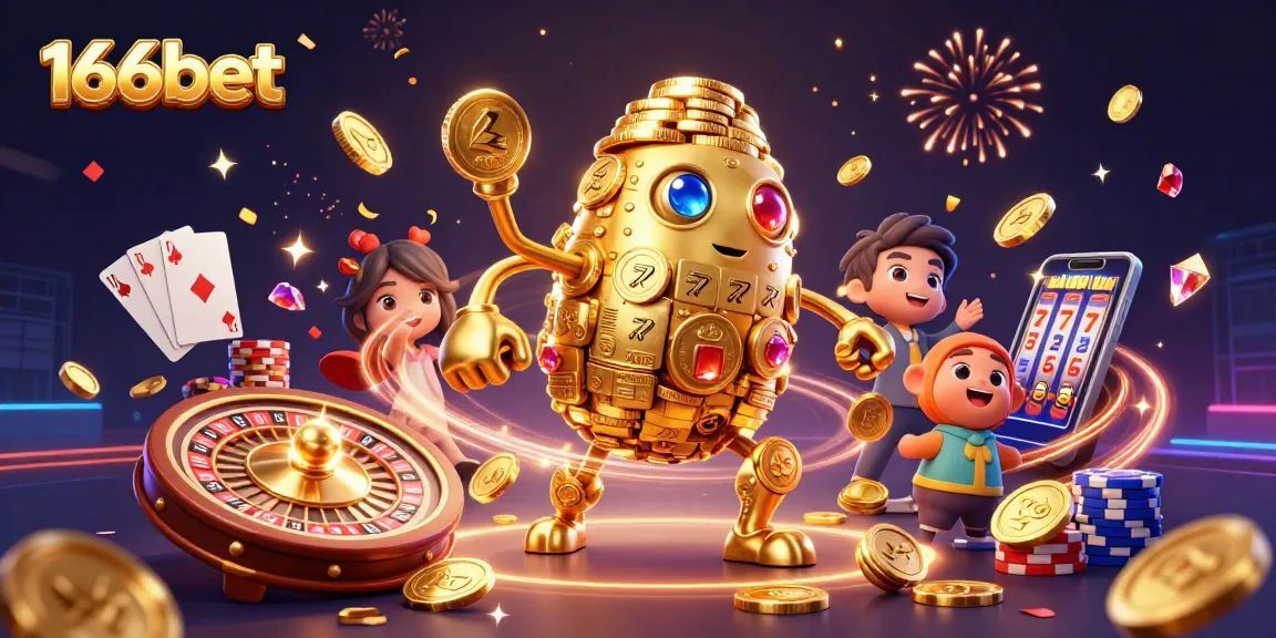 Experience the excitement of 166bet with dynamic gaming elements and vibrant 3D illustrations.