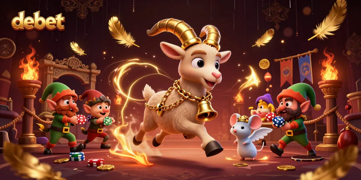 Engage with debet's thrilling casino action featuring festive characters in a vibrant environment.