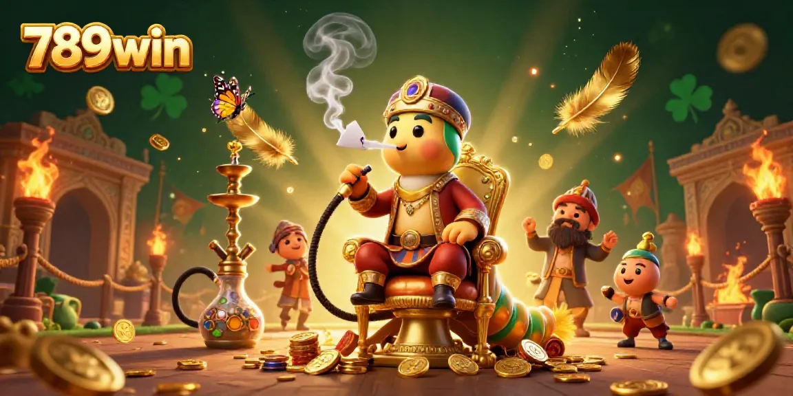789win highlights a vibrant casino scene featuring a whimsical caterpillar and poker motifs.