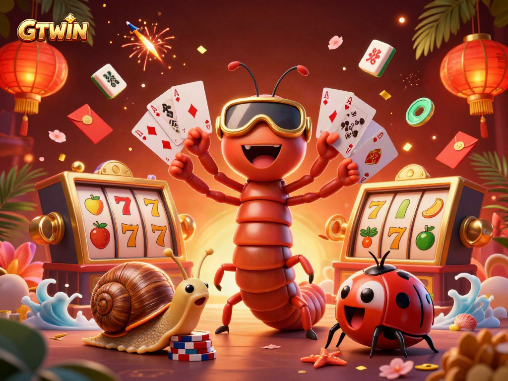 Engage in winning strategies at GTWIN’s lively casino scene with colorful characters and rich game elements.