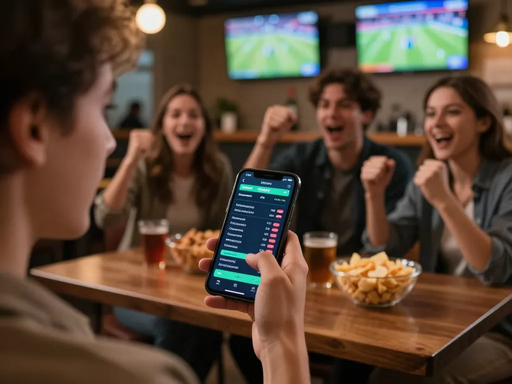 Person placing bets on sports at home using a mobile app, showcasing 22ff excitement in real-time.