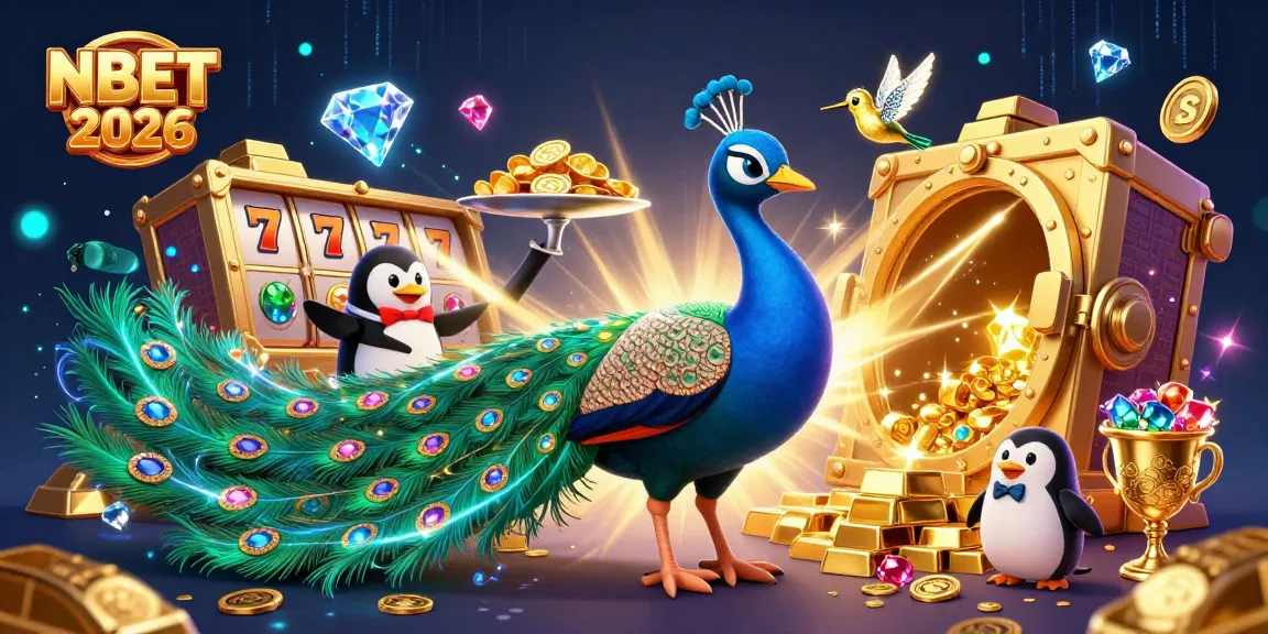 Bet on vibrant slot adventures with NBET 2026 showcasing a colorful casino scene of wealth.