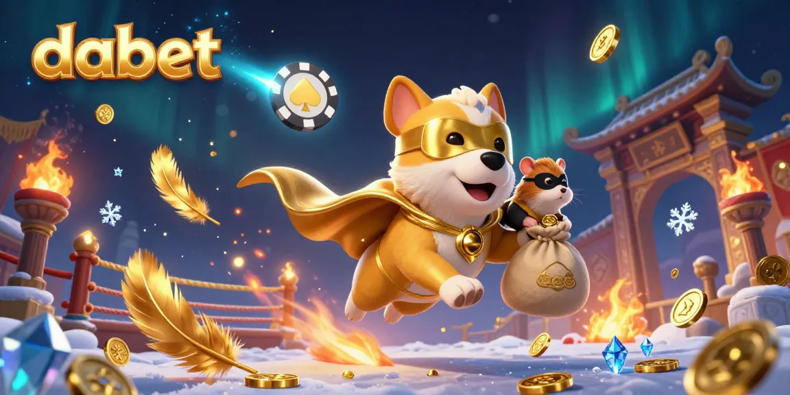 dabet engages players with exciting 3D casino-themed art featuring a superhero dog and gold coins.