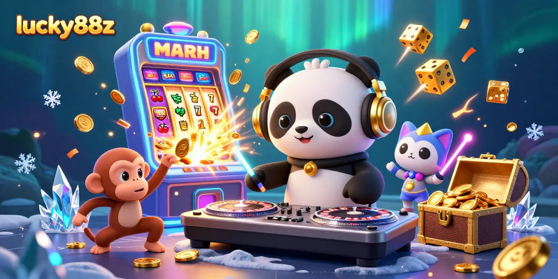Engage with exciting lucky88z casino elements including DJs, jackpots, and vibrant characters.