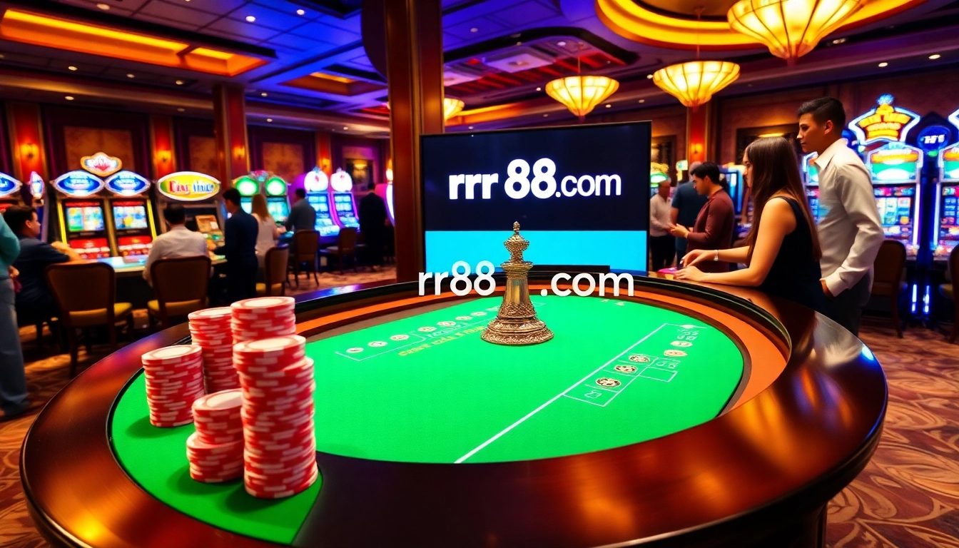 Experience the excitement at rr88 com's vibrant online casino, featuring a roulette table and active players.