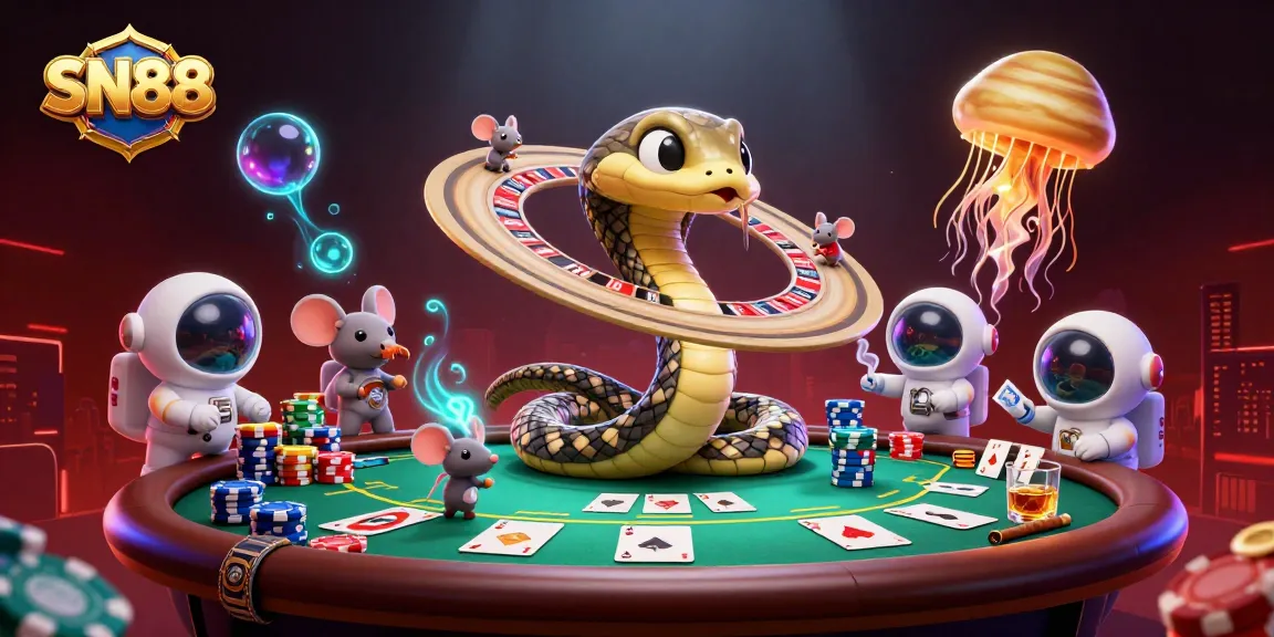 Engage in thrilling bets at SN88 with a cosmic roulette scene, combining play and excitement.