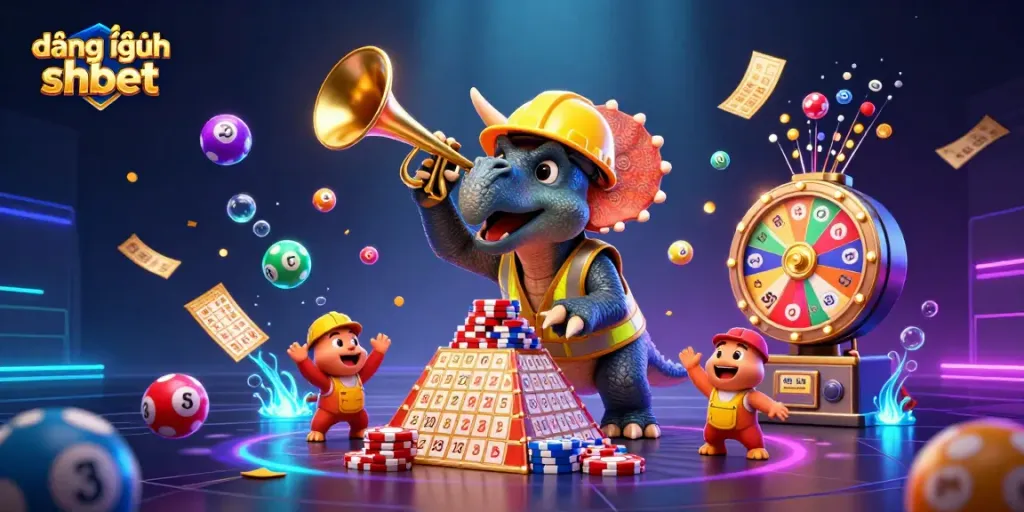 Experience exciting gameplay with đăng nhập shbet as colorful lottery elements and cheerful characters create a vibrant casino scene.
