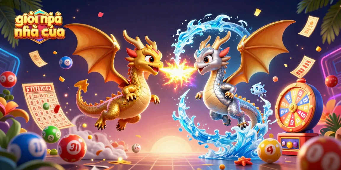 Engage in giải mã nhà cái strategies with dynamic 3D dragons amid vibrant gambling elements and exciting lottery visuals.