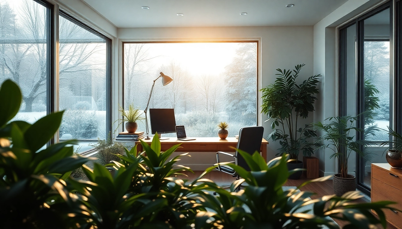 Wintergarten als Buero: Ergonomisch und lichtdurchflutet, geschaffen für produktives Arbeiten.