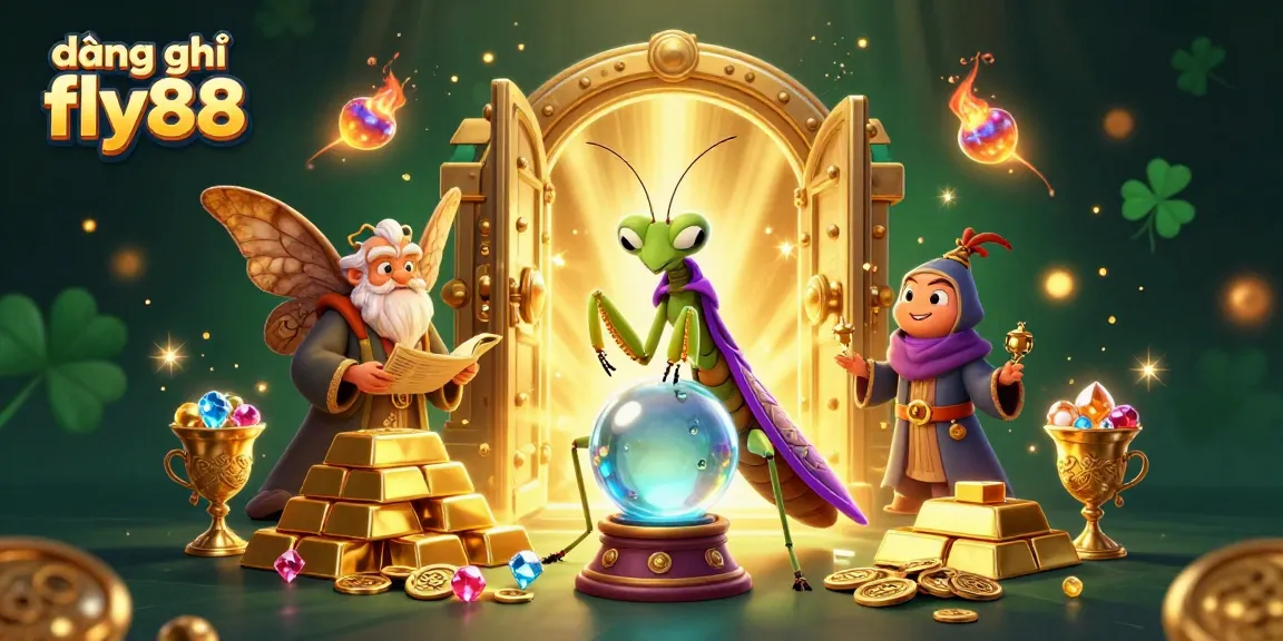 Engage in the excitement of đăng ký fly88 with a vibrant 3D illustration showcasing fortune tellers, treasure, and symbols of luck.