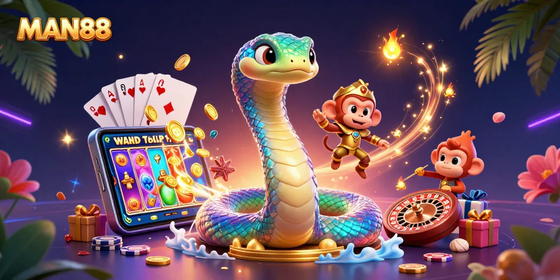 Engage with the thrilling casino world of MAN88 showcasing its vibrant digital gaming elements.