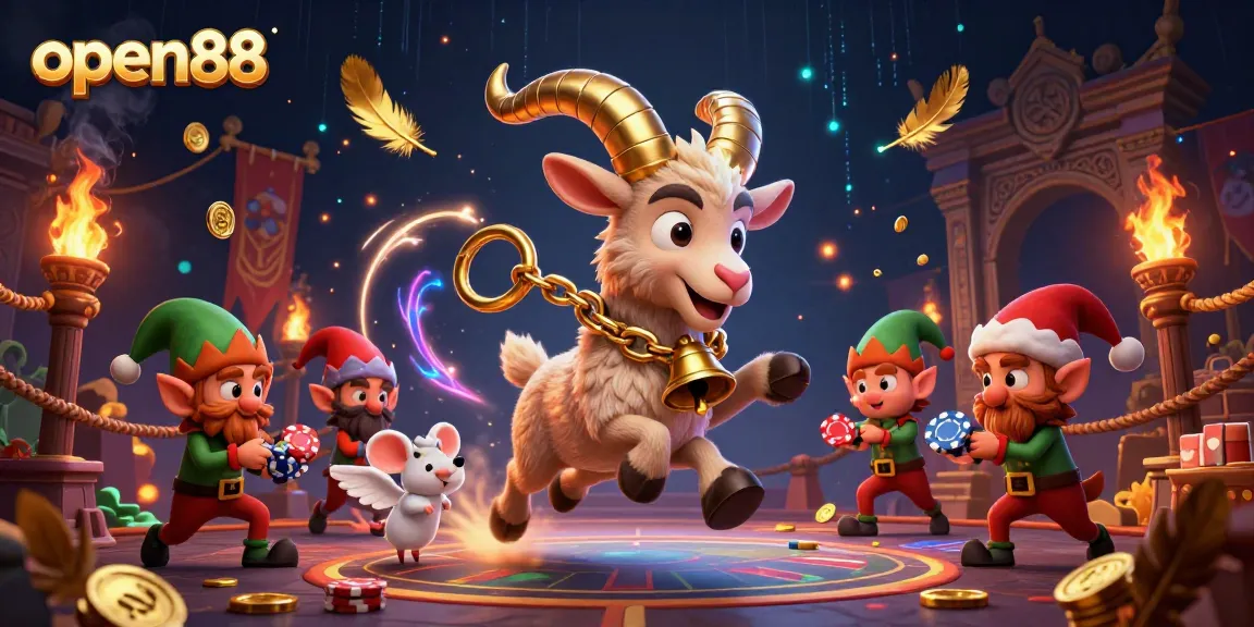 Experience excitement at open88 as cartoon characters enjoy a vibrant casino atmosphere filled with games and treasures.