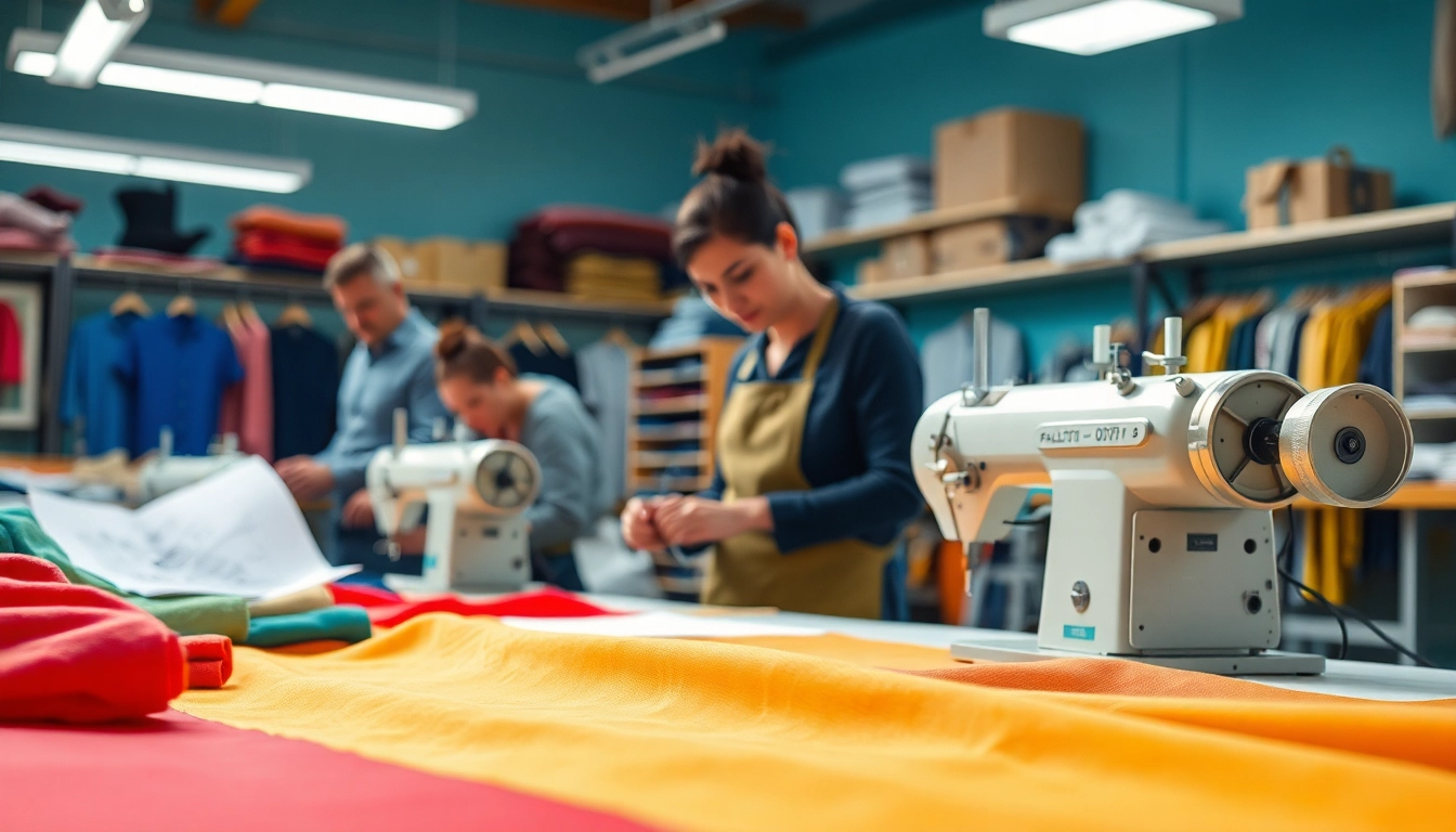 Showcasing skilled artisans at a High Quality Clothing Manufacturer workshop creating exceptional garments.