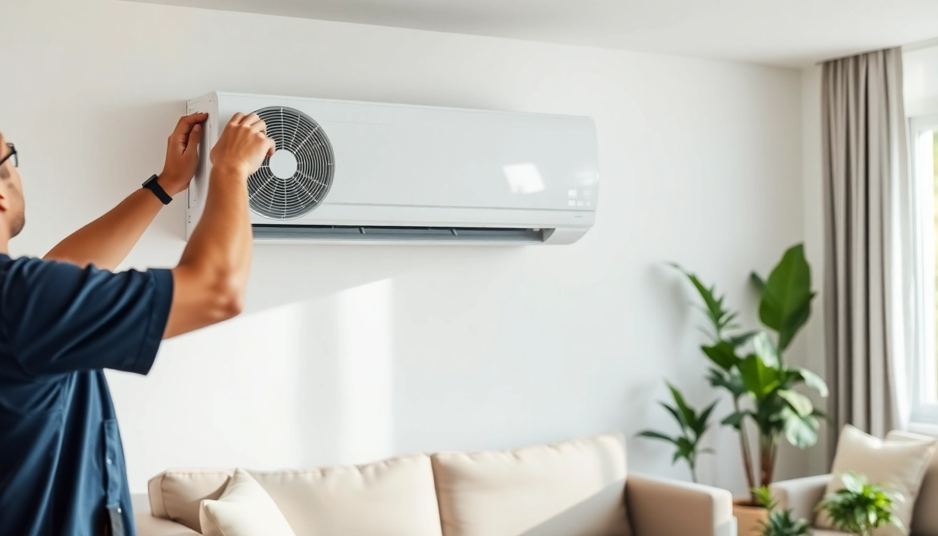 Install mini split ac in a modern living room with natural light and clean design.