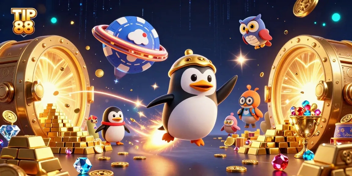 Experience the excitement of TIP 88 with a vibrant 3D casino scene featuring treasures and dynamic gaming elements.