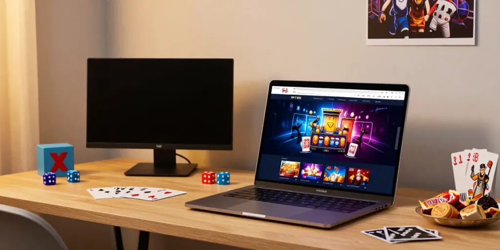 Engaging user experience on SKY88 gaming platform with vibrant games and cozy setting.