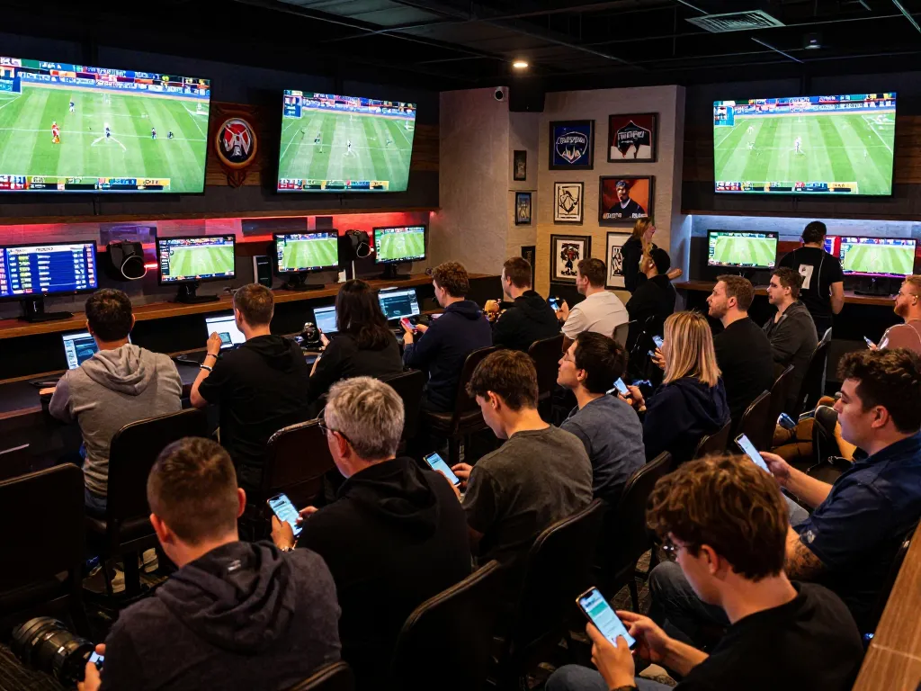 Kèo nhà cái hôm nay showcased in a vibrant sports betting scene with excited fans placing bets.