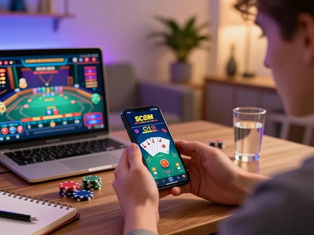 Experience thrilling gameplay at SC88 COM with a smartphone showcasing poker action in a cozy home environment.