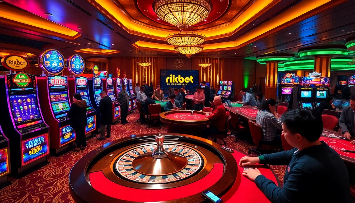 Dynamic gamblers enjoying the excitement at nhà cái rikbet casino tables with vibrant action.
