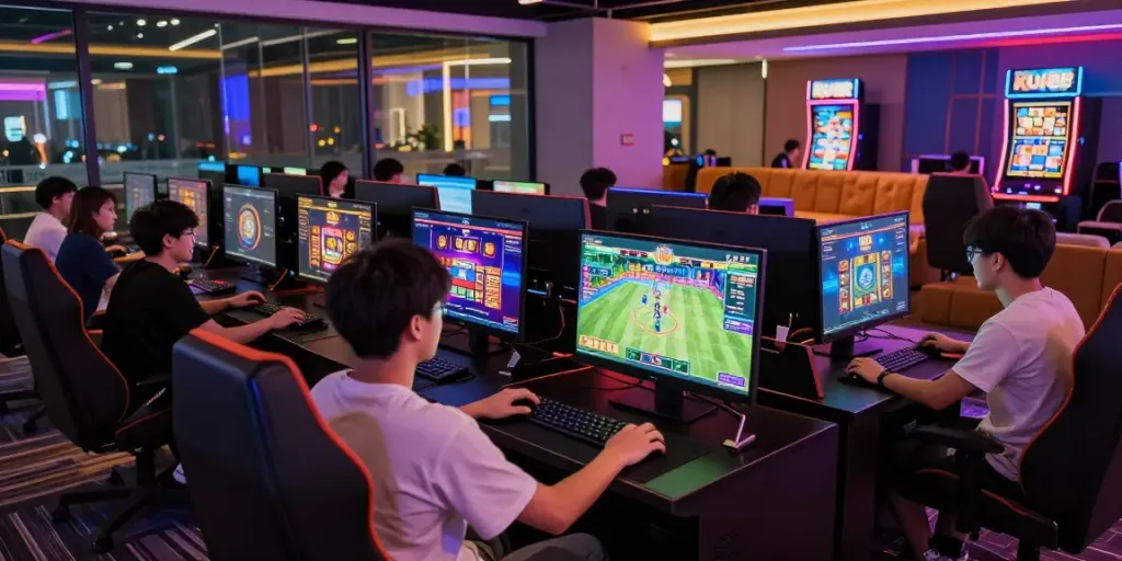 Dynamic scene of online gaming at KU88 showcasing sports betting and casino excitement.