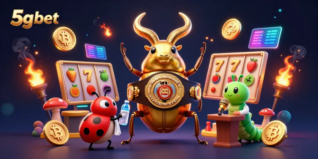 Engage in thrilling gameplay at 5g bet with exciting slots, glowing coins, and vibrant characters.