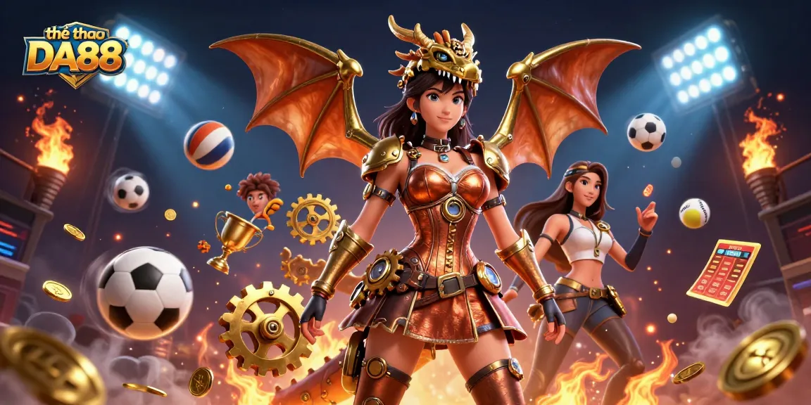 Experience the excitement of thể thao DA88 with dynamic sports elements and a stunning illustration showcasing action-packed betting.