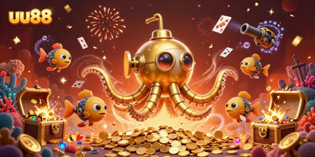 Experience the thrill of betting with uu88 in a vibrant underwater casino scene.