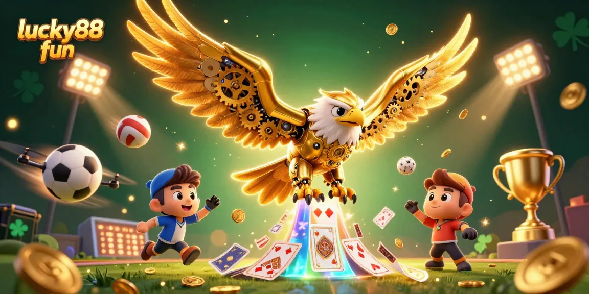 Experience thrilling gaming with lucky88 fun, featuring 3D characters, dynamic sports elements, and vibrant casino visuals.