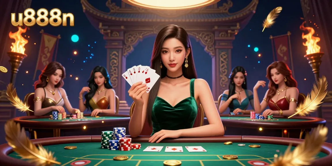 Engage in strategy at u888n with a beautiful poker scene showcasing elegance and excitement.
