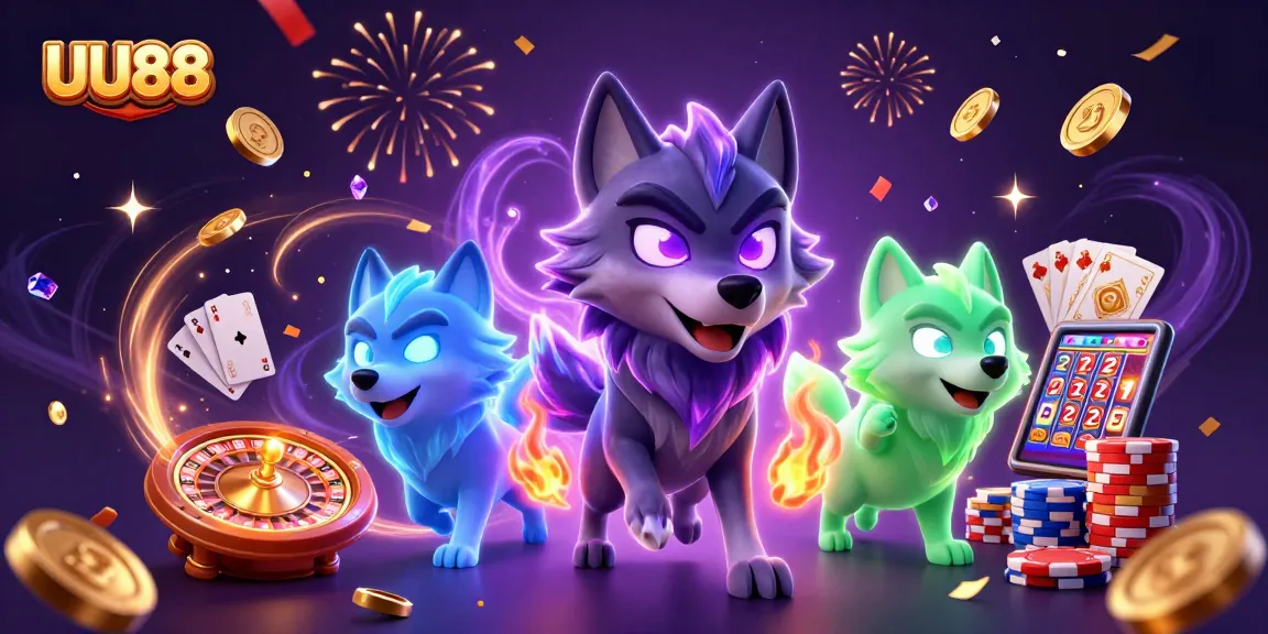 Experience the thrill of UU88 gaming with captivating visual elements in this vibrant casino illustration.