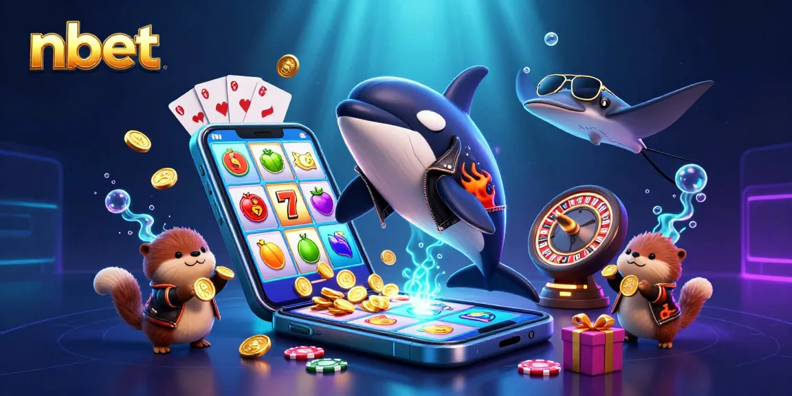 Catch exciting nbet action with a lively underwater scene of a whale, stingray, and otters celebrating slots.