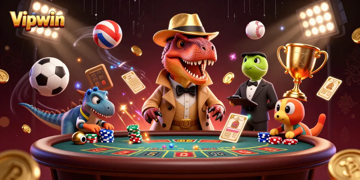 Vipwin showcases a 3D velociraptor card counter at a blackjack table with excitement and suspense.