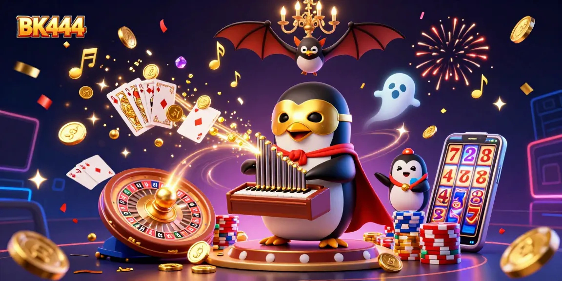 Play exciting games at BK444 casino with glowing coins and action-packed gaming elements.
