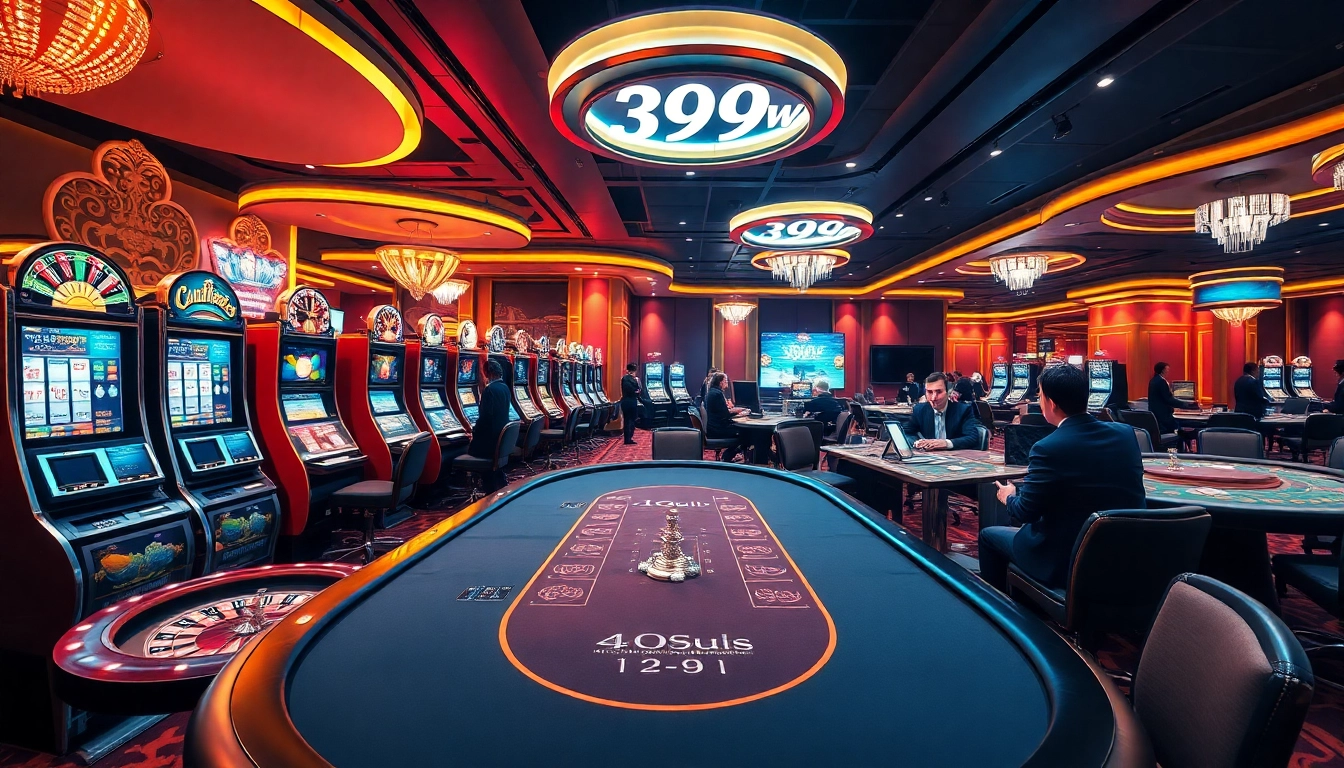 Experience the excitement of high-stakes gaming at 399w with vibrant slot machines and poker tables.