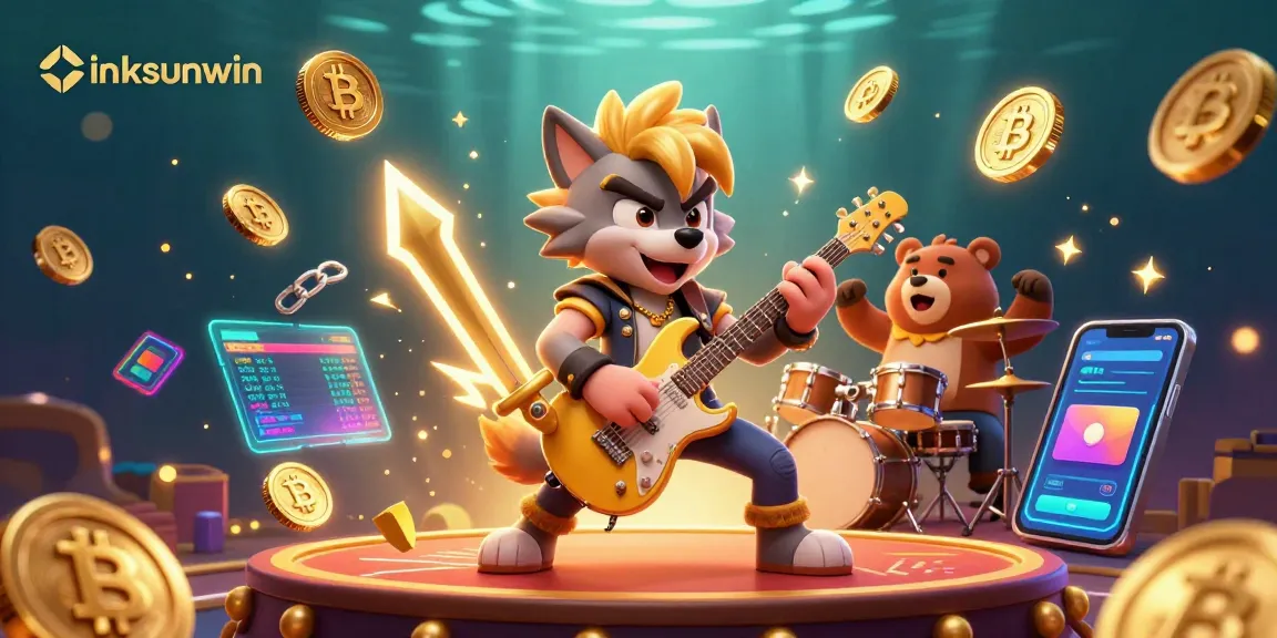 Experience linksunwin with vibrant 3D casino characters and crypto elements on a dynamic stage.