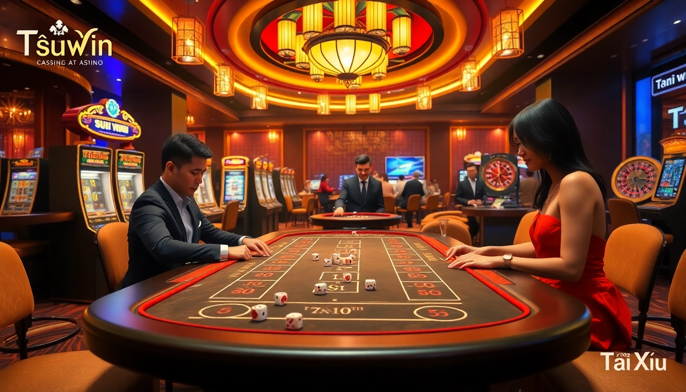 Engaging players placing bets in a luxurious Tải Xỉu Sunwin casino scene.