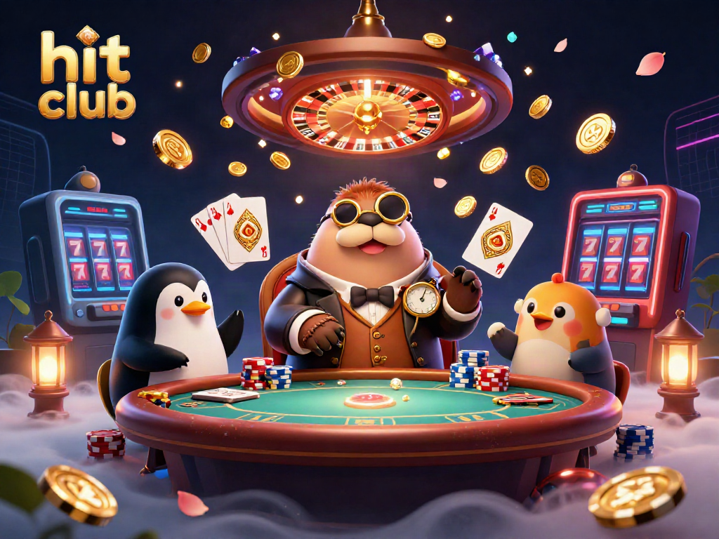 Experience the hit club atmosphere with a jolly walrus and friends at an underwater poker table.