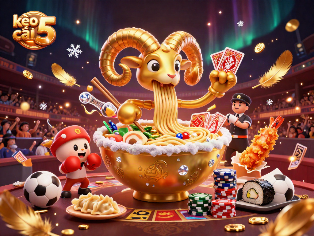 Engage with kèo nhà cái 5 in a vibrant sports betting scene showcasing detailed cartoon characters.