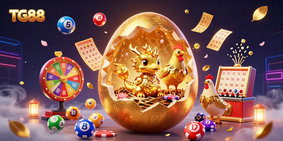 Experience exciting gaming adventures with TG88, featuring a golden dragon guarding poker chips amid vibrant casino elements.