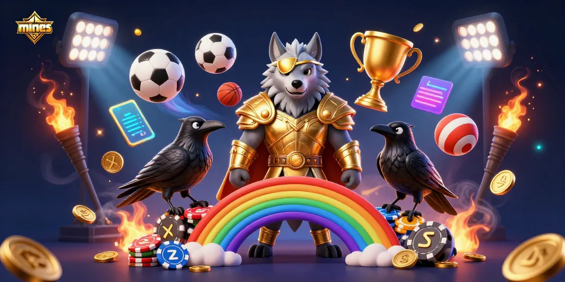 Experience the thrilling mines game within a dynamic casino scene, showcasing Odin and ravens amidst gaming excitement.