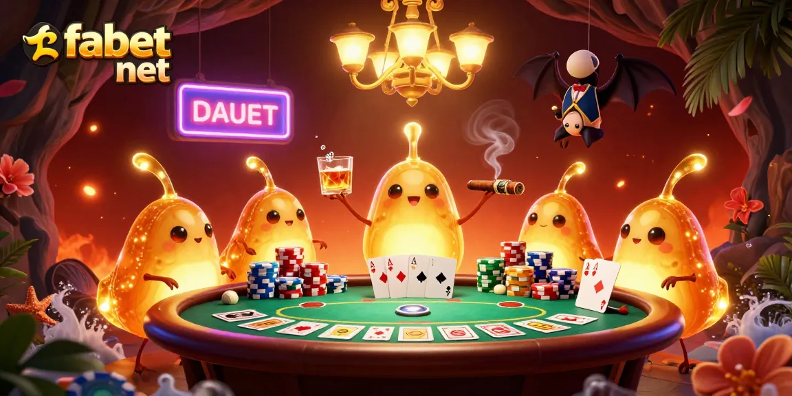 Experience fabet net's unique atmosphere with glowworms illuminating a lively cave casino scene.