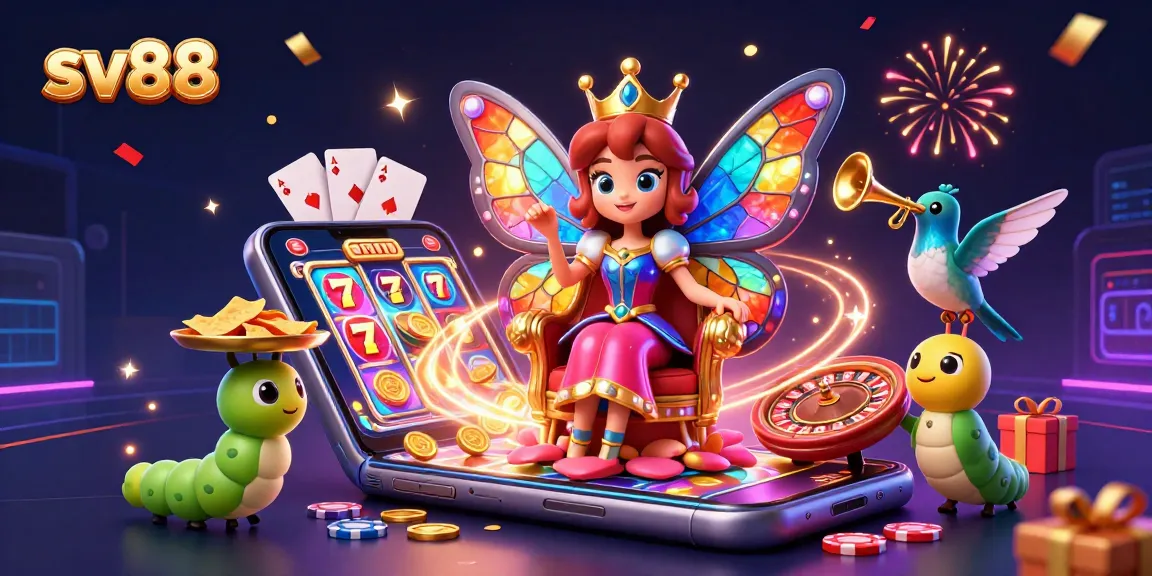 Engage in exciting gaming adventures with sv88's captivating butterfly queen illustration.